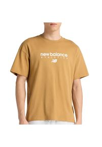 Koszulka męska New Balance MT61D0U5ABG - pomarańczowa. Kolor: pomarańczowy. Materiał: bawełna. Długość rękawa: krótki rękaw. Długość: krótkie #1