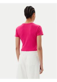 Hugo - HUGO T-Shirt Delanor 50512000 Różowy Slim Fit. Kolor: różowy. Materiał: bawełna #5