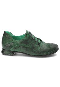 Zielone Półbuty Simen Eleganckie Obuwie Damskie. Okazja: na co dzień. Zapięcie: sznurówki. Kolor: zielony. Materiał: skóra. Styl: elegancki