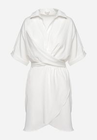 Born2be - Biała Sukienka Menelous. Kolor: biały. Typ sukienki: kopertowe, koszulowe. Styl: elegancki. Długość: mini #3