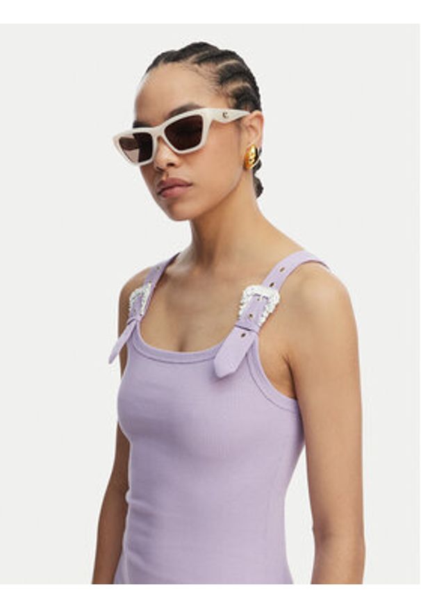 Versace Jeans Sukienka codzienna 80HAO943 J0198 Fioletowy Slim Fit. Okazja: na co dzień. Kolor: fioletowy. Materiał: bawełna. Typ sukienki: proste. Styl: casual