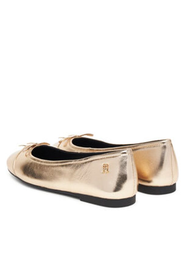 TOMMY HILFIGER - Tommy Hilfiger Baleriny Metallic Toe-Cap FW0FW08920 Złoty. Kolor: złoty. Materiał: skóra