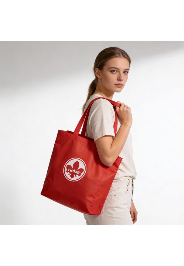 Torba zakupowa damska Rieker, z materiału syntetycznego o prostej otwartej formie z dwoma uchwytami do noszenia w dłoni lub na ramieniu lekka i prakt. Kolor: czerwony. Styl: casual, elegancki. Rodzaj torebki: na ramię