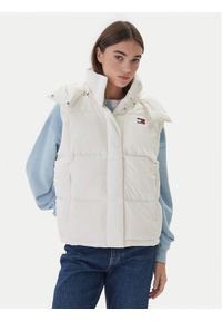 Tommy Jeans Bezrękawnik Tjw Alaska Grid Down Vest DW0DW21627 Écru Regular Fit. Materiał: syntetyk. Długość rękawa: bez rękawów