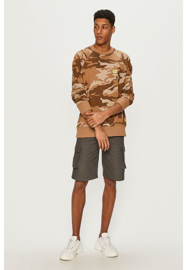 CATerpillar - Caterpillar - Bluza. Okazja: na co dzień. Kolor: brązowy. Długość rękawa: raglanowy rękaw. Wzór: aplikacja. Styl: casual