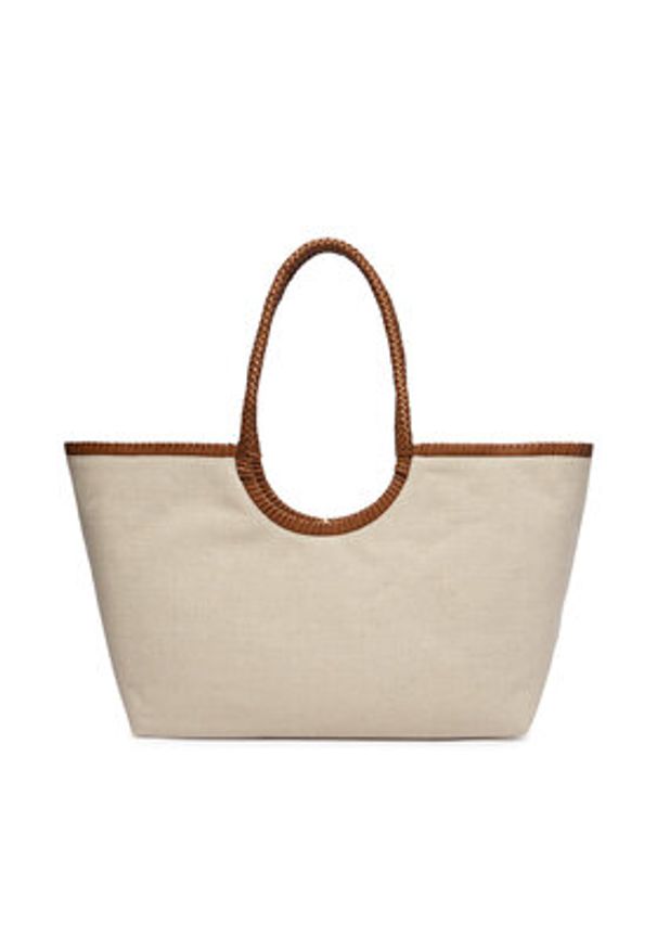 TOMMY HILFIGER - Tommy Hilfiger Torebka Th Elev Summ Maxi Tote Canvas AW0AW18629 Beżowy. Kolor: beżowy