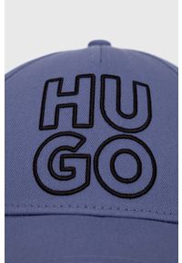 Hugo - HUGO czapka z daszkiem bawełniana kolor fioletowy z aplikacją. Kolor: fioletowy. Materiał: bawełna. Wzór: aplikacja #2