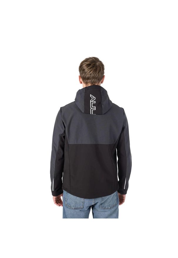 Aulp - Kurtka męska softshell z kapturem AULP TIAGO Wodoodporna Oddychająca. Typ kołnierza: kaptur. Kolor: szary. Materiał: softshell