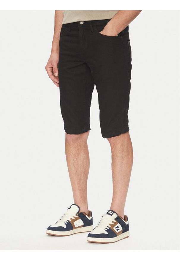 INDICODE Szorty jeansowe Kem 70-172 Czarny Slim Fit. Kolor: czarny. Materiał: bawełna