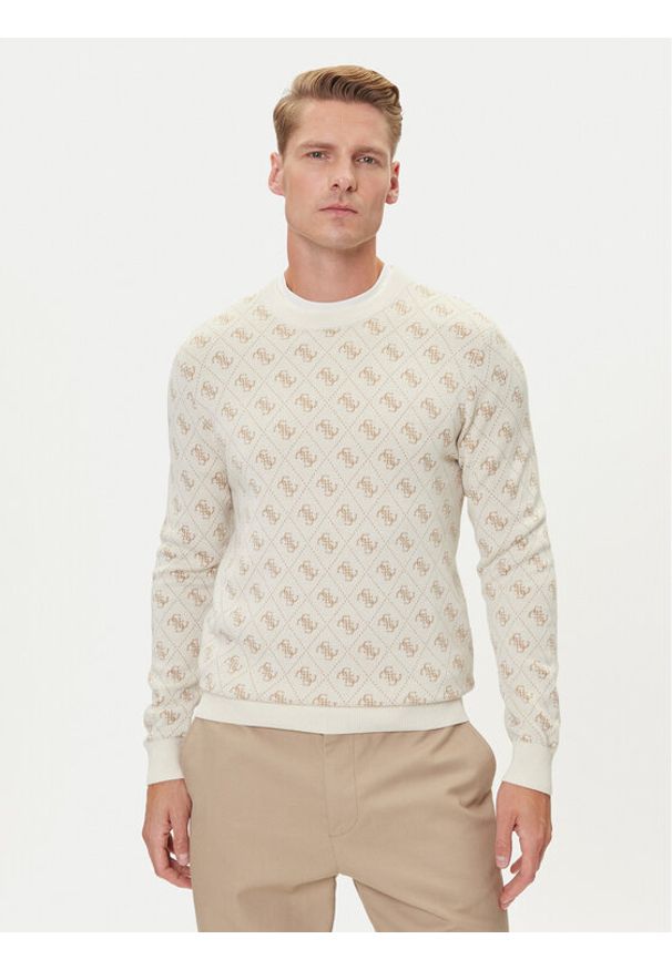Guess Sweter M5YR10 Z3OE2 Écru Regular Fit. Materiał: syntetyk