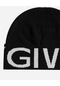 Givenchy - GIVENCHY - Wełniana czarna czapka z logo. Kolor: czarny. Materiał: wełna. Sezon: jesień, zima. Styl: elegancki