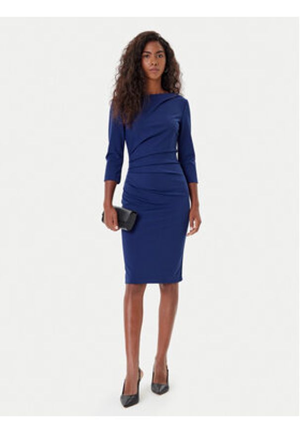 Rinascimento Sukienka koktajlowa CFC0126154003 Granatowy Slim Fit. Kolor: niebieski. Materiał: syntetyk. Styl: wizytowy