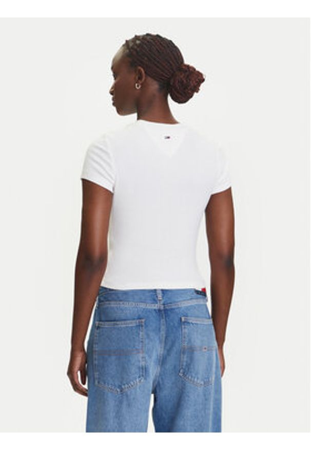Tommy Jeans T-Shirt DW0DW21421 Écru Slim Fit. Materiał: bawełna