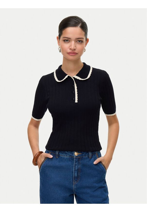 Vero Moda Sweter Manon 10336939 Czarny Slim Fit. Kolor: czarny. Materiał: wiskoza