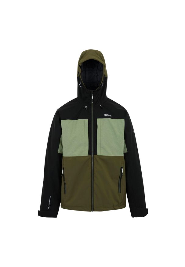 Regatta - Męska Wodoodporna Kurtka Ocieplana Maland. Kolor: czarny, wielokolorowy, zielony. Sport: turystyka piesza