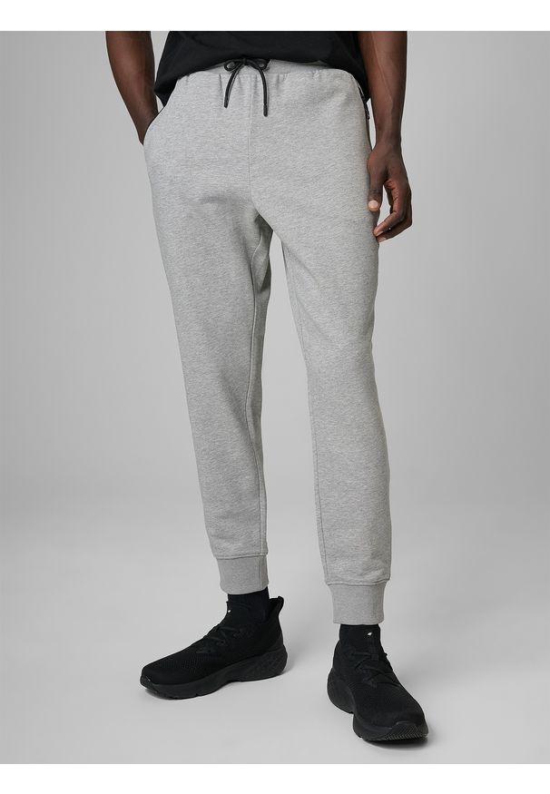 4f - 4F Spodnie dresowe joggery męskie - szare L. Kolor: szary. Materiał: dresówka. Sport: fitness