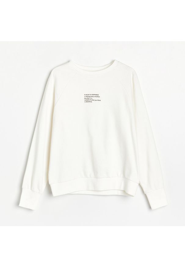 Reserved - Bluza z bawełny organicznej - Kremowy. Kolor: kremowy. Materiał: bawełna