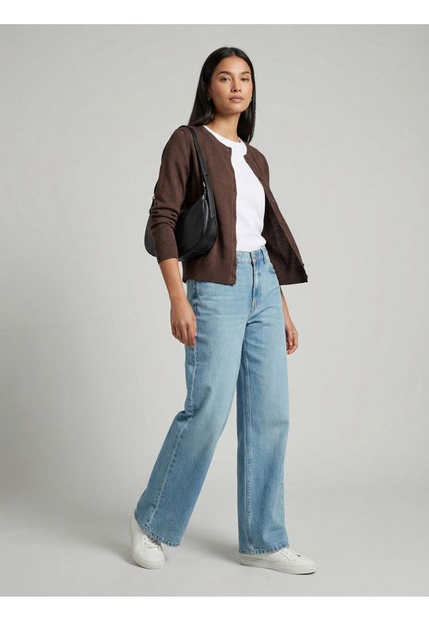 Sinsay - Wiskozowy kardigan - brązowy. Kolor: brązowy. Materiał: wiskoza