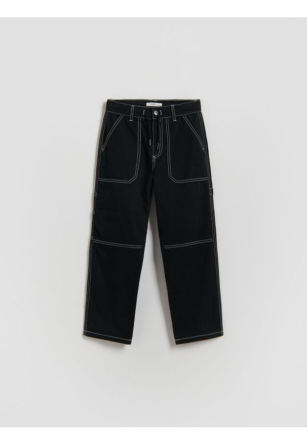 Reserved - Bawełniane spodnie - czarny. Kolor: czarny. Materiał: bawełna