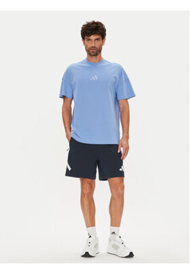 Adidas - adidas T-Shirt ALL SZN JX5084 Niebieski Loose Fit. Kolor: niebieski. Materiał: bawełna