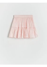 Reserved - Spódnica z metalicznym efektem - różowy. Kolor: różowy. Materiał: tkanina. Typ sukienki: proste