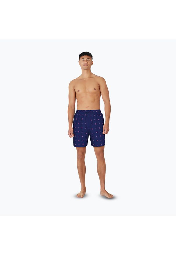 Szorty kąpielowe męskie Nike Luxe Letter 7" Volley. Kolor: niebieski