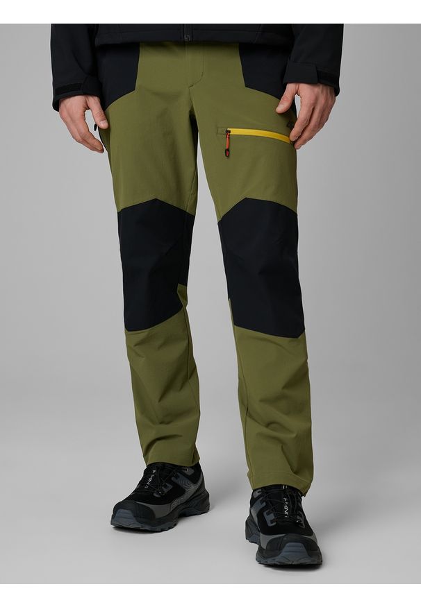4f - 4F Spodnie trekkingowe szybkoschnące męskie - khaki S. Kolor: oliwkowy, brązowy, wielokolorowy. Materiał: tkanina, materiał. Długość: długie. Sport: wspinaczka, turystyka piesza