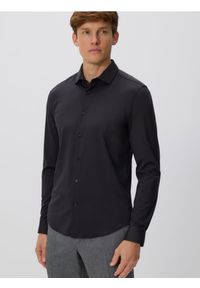 Reserved - Koszula slim fit - czarny. Kolor: czarny. Materiał: dzianina. Wzór: gładki