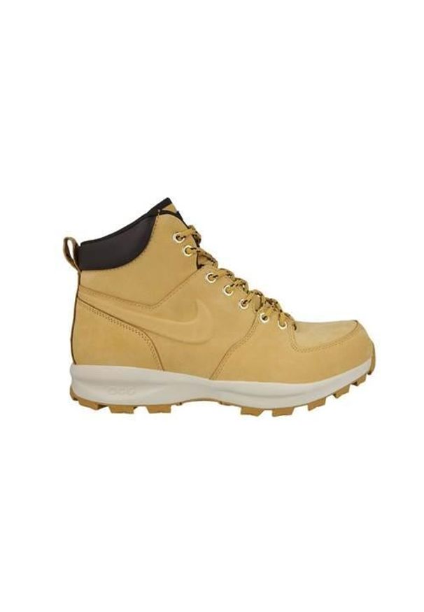 Buty do chodzenia męskie Nike Manoa Leather. Wysokość cholewki: za kostkę. Zapięcie: sznurówki. Kolor: wielokolorowy, beżowy, czarny. Materiał: tkanina, materiał, skóra, syntetyk. Szerokość cholewki: normalna. Sport: turystyka piesza