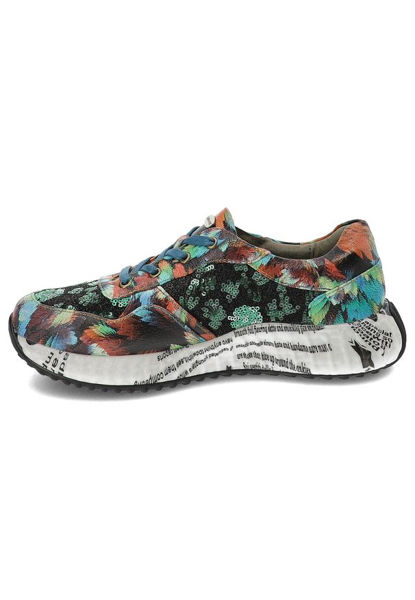 Kolorowe Sneakersy Laura Vita Buty Premium. Okazja: na co dzień. Materiał: materiał, skóra, tkanina. Wzór: kolorowy. Styl: casual
