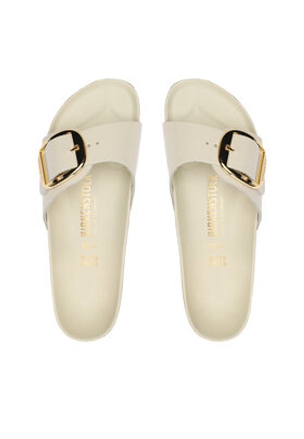 Birkenstock Klapki Madrid Big Buckle 1025298 Beżowy. Kolor: beżowy. Materiał: lakier, skóra