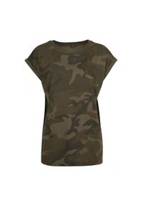 BUILD YOUR BRAND - Damska Koszulka Z Przedłużonym Ramiączkiem Camo. Kolor: zielony. Długość rękawa: na ramiączkach. Sport: turystyka piesza