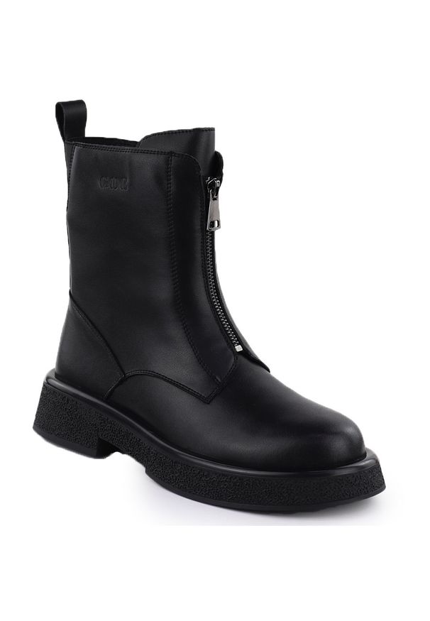 GOE - Skórzane botki damskie workery czarne Goe SS2N4145. Kolor: czarny. Materiał: skóra. Styl: elegancki