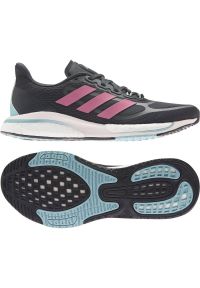 Adidas - Buty do biegania adidas Supernova + W S42720 czarne. Kolor: czarny. Materiał: poliester, materiał. Szerokość cholewki: normalna