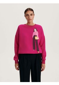 Reserved - Bluza z nadrukiem - fuksja. Kolor: różowy. Materiał: bawełna, dzianina. Wzór: nadruk #1