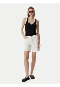 Karl Lagerfeld - KARL LAGERFELD Top B2W17003 Czarny Slim Fit. Typ kołnierza: dekolt w karo. Kolor: czarny. Materiał: bawełna #5