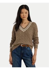 Lauren Ralph Lauren - LAUREN RALPH LAUREN Sweter 200979662002 Brązowy Relaxed Fit. Kolor: brązowy. Materiał: bawełna