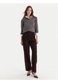 TOMMY HILFIGER - Tommy Hilfiger Spodnie materiałowe WW0WW48358 Bordowy Relaxed Fit. Kolor: czerwony. Materiał: wiskoza #3