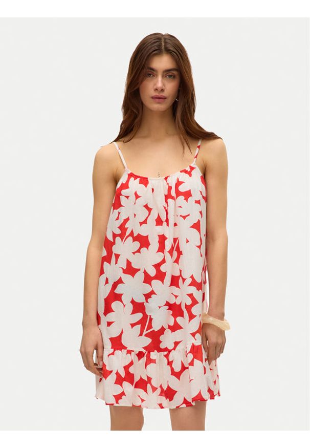 Vero Moda Sukienka letnia Dicthe 10323634 Czerwony Regular Fit. Kolor: czerwony. Materiał: bawełna. Sezon: lato