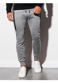 Ombre Clothing - Spodnie męskie dresowe joggery P903 - szary melanż - XXL. Kolor: szary. Materiał: dresówka. Wzór: melanż #2
