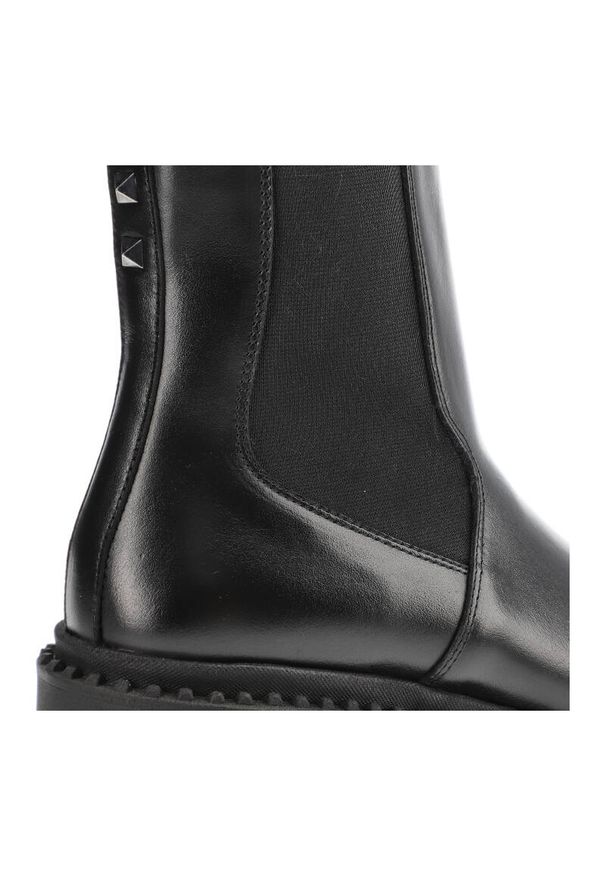 Czarne Botki Karino Wygodne Buty Damskie. Kolor: czarny. Materiał: skóra. Szerokość cholewki: normalna. Obcas: na obcasie. Styl: klasyczny. Wysokość obcasa: średni