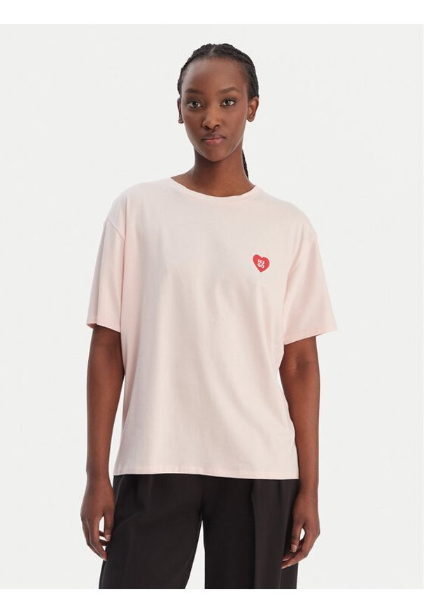 Hugo - HUGO T-Shirt 50556981 Różowy Regular Fit. Kolor: różowy. Materiał: syntetyk