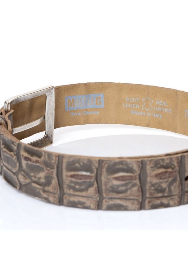 Mustang - MUSTANG PASEK SKÓRZANY 40mm Qual. 6271 SOPO-MUS092. Materiał: skóra. Wzór: nadruk, paski. Styl: klasyczny