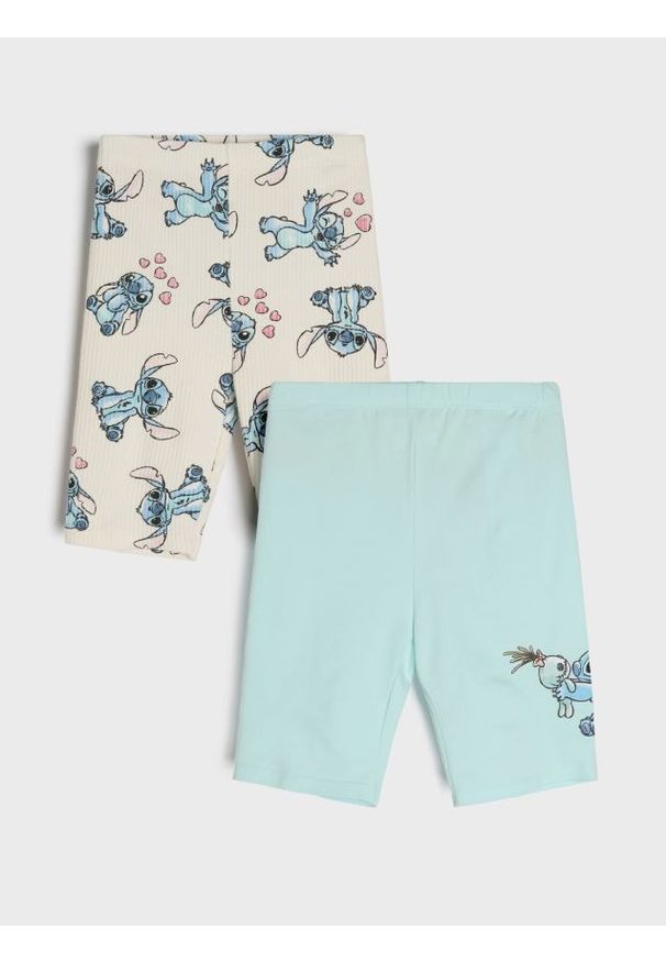 Sinsay - Krótkie legginsy 2 pack Lilo & Stitch - błękitny. Kolor: niebieski. Długość: krótkie