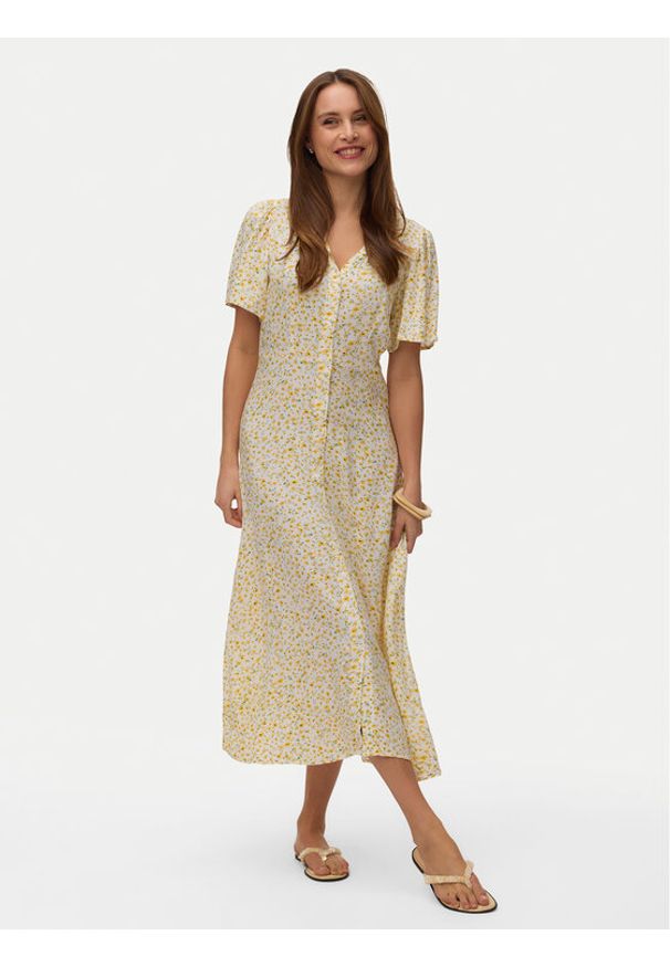 Vero Moda Sukienka codzienna Alba 10330301 Żółty Regular Fit. Okazja: na co dzień. Kolor: żółty. Materiał: wiskoza. Typ sukienki: proste. Styl: casual