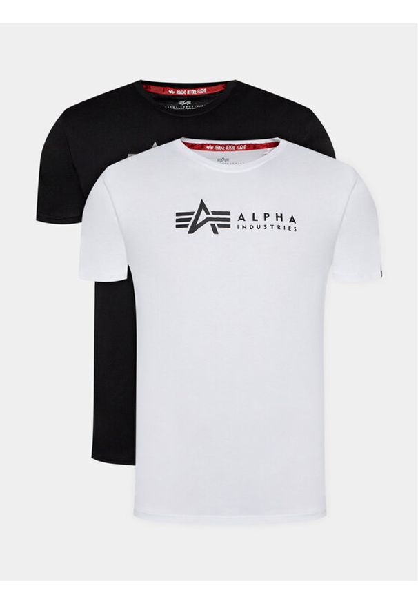 Alpha Industries Komplet t-shirtów Alpha Label T 118534 Czarny Regular Fit. Kolor: czarny. Materiał: bawełna