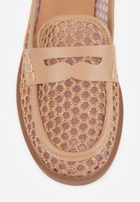 Born2be - Ciemnobeżowe Mokasyny VICES z Siateczki i Plecionki Asteorea. Okazja: na co dzień, na randkę. Kolor: beżowy. Styl: casual, elegancki #9