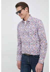 TOMMY HILFIGER - Tommy Hilfiger koszula bawełniana męska slim z kołnierzykiem włoskim. Typ kołnierza: kołnierzyk włoski. Materiał: bawełna #1