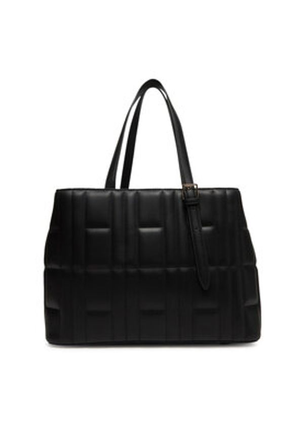 TOMMY HILFIGER - Tommy Hilfiger Torebka Th Feminine Tote AW0AW17452 Czarny. Kolor: czarny. Materiał: skórzane