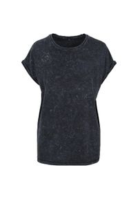 BUILD YOUR BRAND - Koszulka Damska Z Przedłużonymi Ramionami Acid Wash. Kolor: czarny